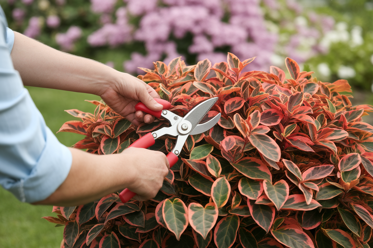 jardinier-secateur-photinia-feuilles-rouges